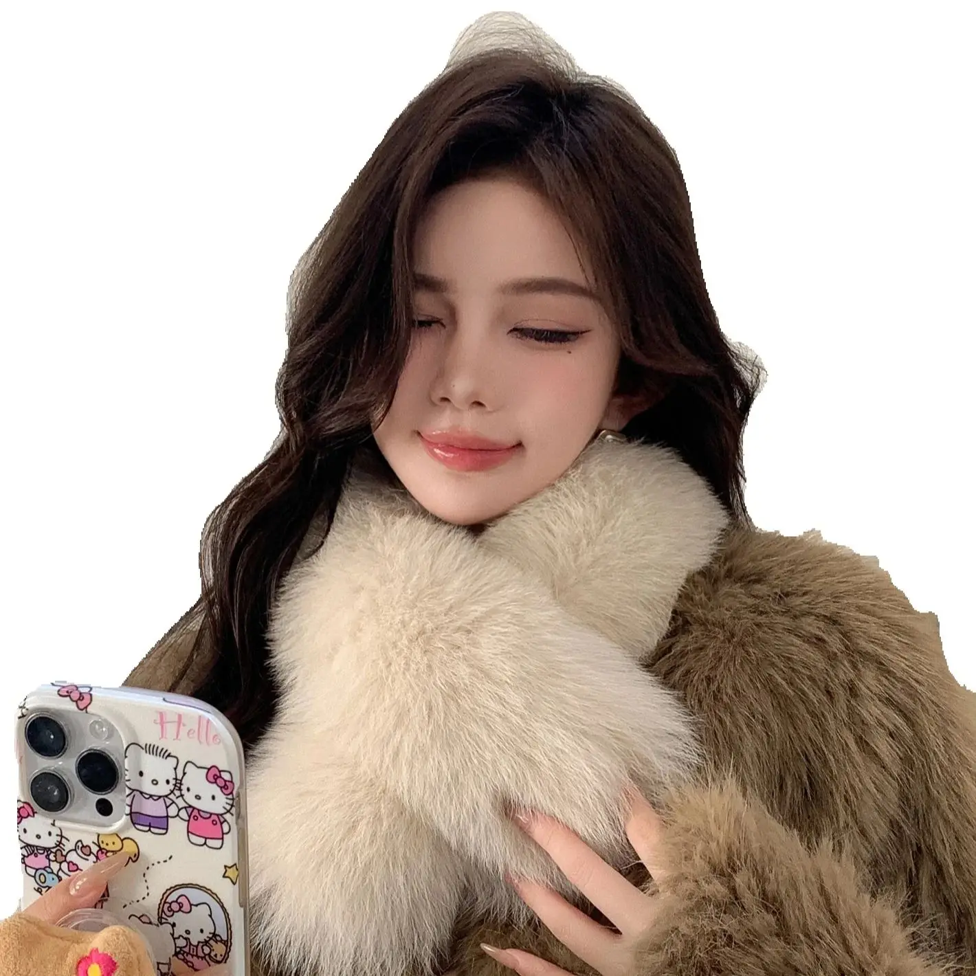 

New autumn and winter style of rabbit fur inner genuine fur, elegant and warm, double-sided fox fur fur scarf for ladies