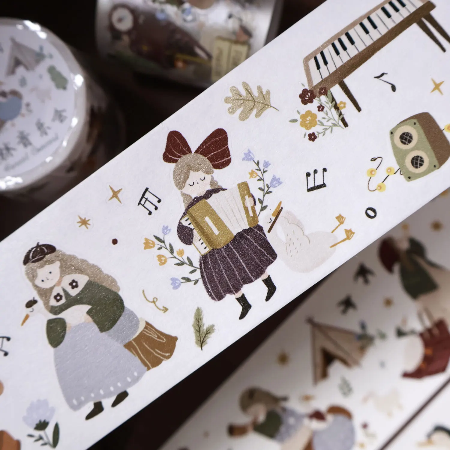 Die‑Cut PET Washi Tape Light Retro Salt‑Style Forest Concert Journal Planner Scrapbooking Decor
