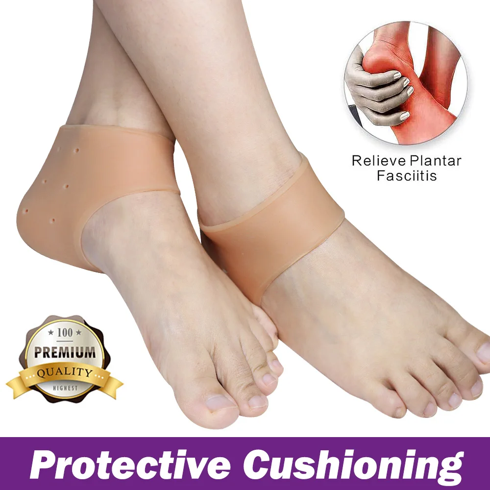 Pexmen Gel Heel Protectors, Almofadas para Saltos Rachados, Spurs Fascite Plantar, Taças de Salto para Homens e Mulheres, 2Pcs