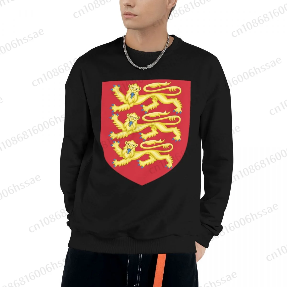 Royal Arms Of England Men Woman Fall Winter Sweatshirt Round Neck Long Sleeve Length Casual Top