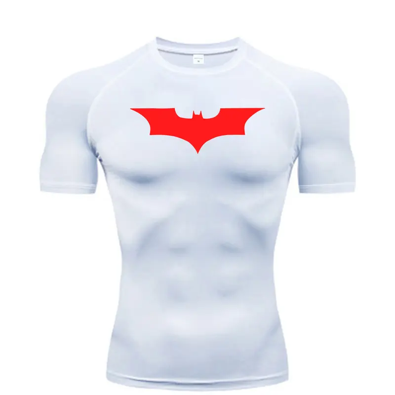 Bat Printed Men's Tight T-Shirt Running Compression Compression T Shirt Gym Fitness Jogging Short Sleeve Male Casual Shirt Tops - Image 9