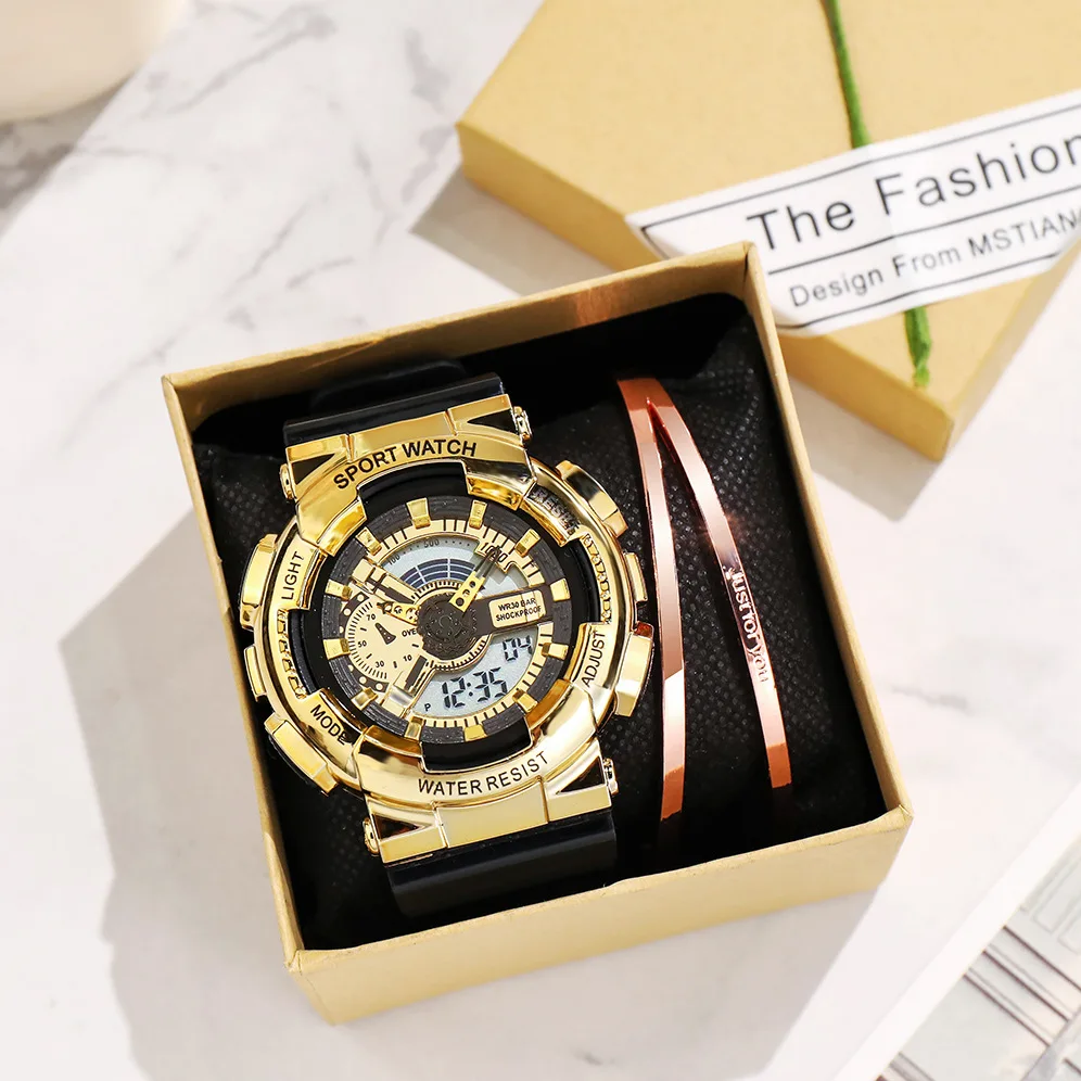 النسخة الكورية للرجال والنساء من الساعات الإلكترونية، ساعة إلكترونية رياضية رقمية للطلاب مع قرص كبير، إنذار مضيء