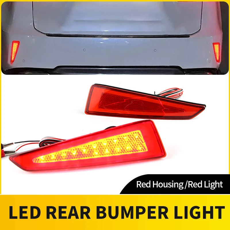 2PCS Red/Black LED Rear Bumper Reflector Lights For Lexus 2016-2020 RX350, 2018-2020 RX350L, 2016-2020 RX450h, 2018-2019 RX450hL