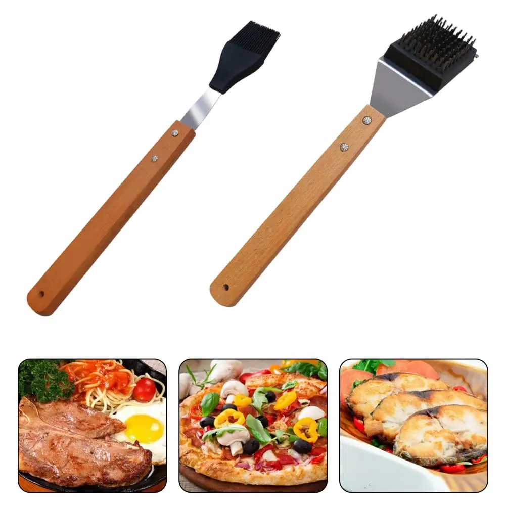 Grill Brush Stainless Steel Barbecue Brush With Reinforced Wooden Handle Grill Scraper For Home Kitchen Picnic Outdoor 그릴 스크레이퍼