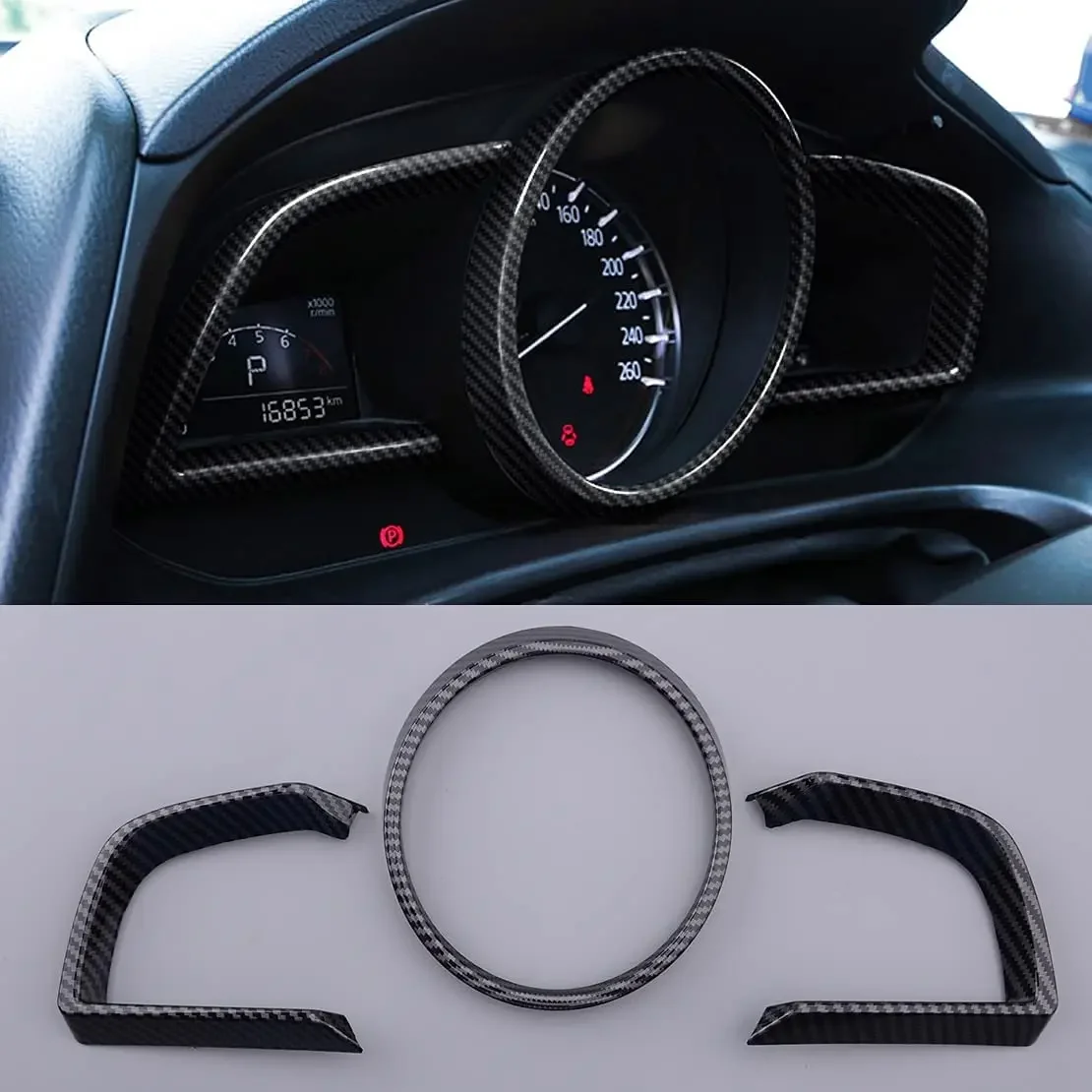 Dla Mazda3 Axela CX-4 Mazda 2 Demio BM BN 2014~2024 2017 2020 Samochodowa deska rozdzielcza z włókna węglowego Wnętrze ramy instrumentu Wykończenie