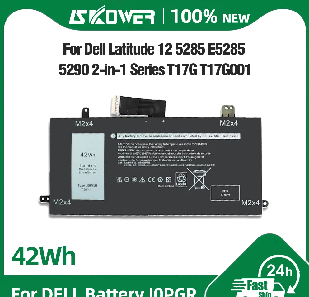 Batería para Portátil JOPGR de 42Wh para Dell Latitude 12 5285 5290 2-en-1 T17G T17G001 T17G002 J0PGR