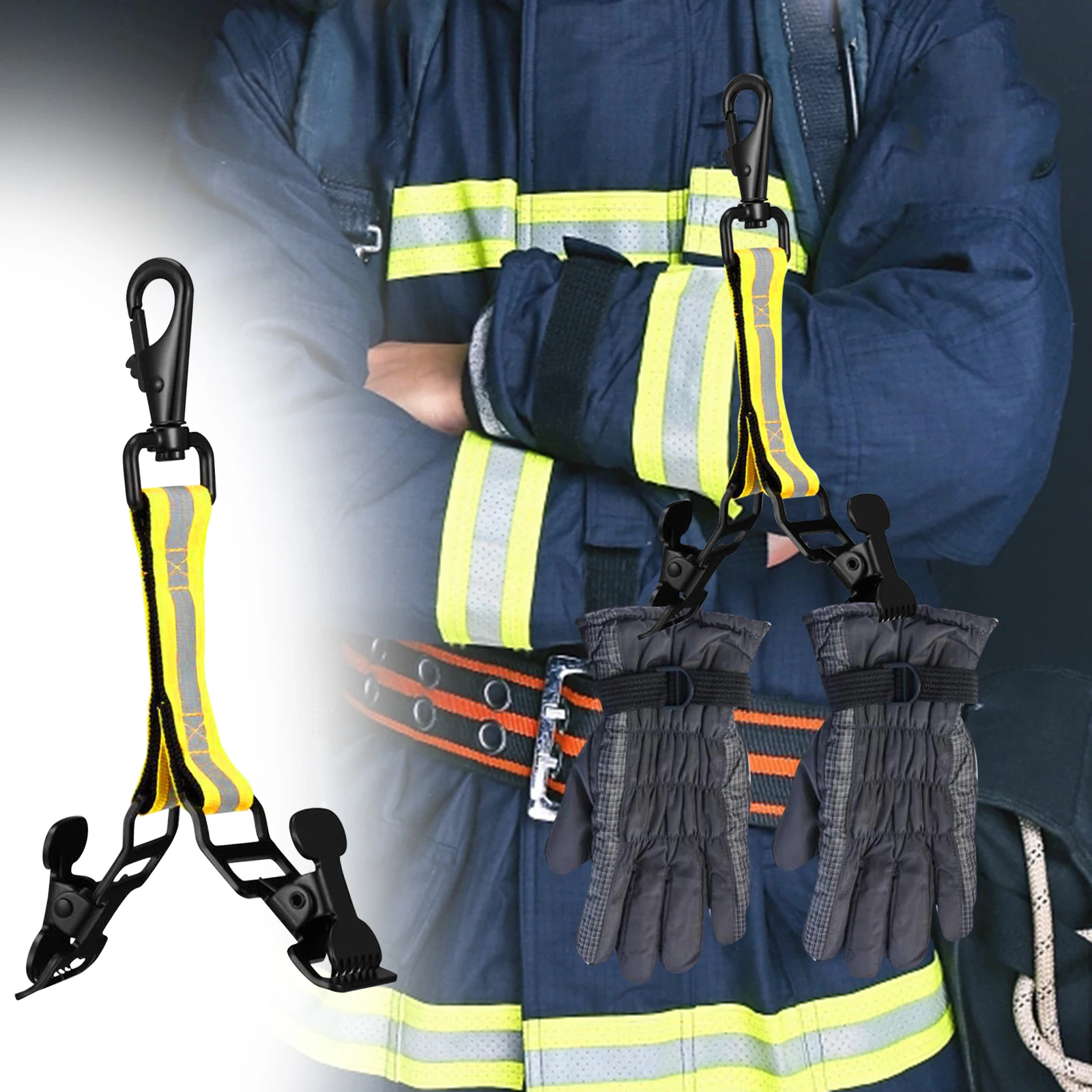 Firefighter Glove Strap Turnout Gear Nylon with Buckle Outdoor Tool Durable Work Glove Holder for Cold Weather Gloves Supplies