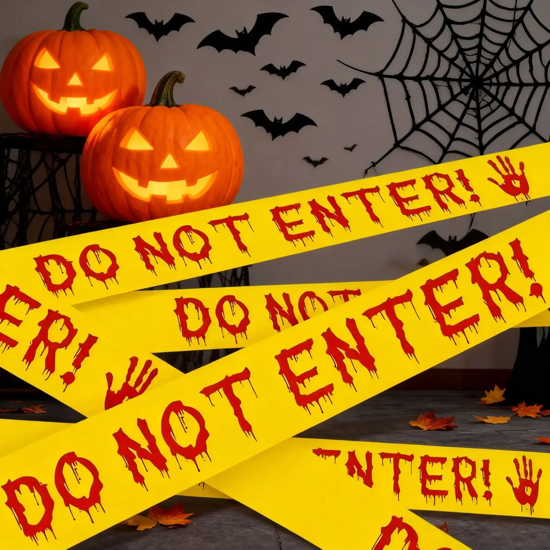 New Halloween Caution Tape Bloody Handprints 25m Plastic Warning Ribbon for Horror Party Decoration Zombie Scare Barrier Decor