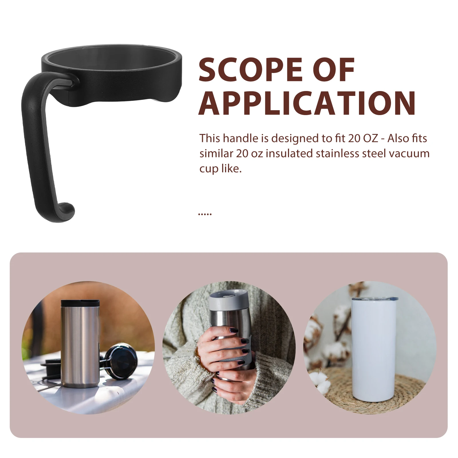 Universal Thermal Mug Handle Antislip Adjustable Tumbler Handle durable 20 Oz Vacuum Cup Mug Handle multiuse drinking accessory