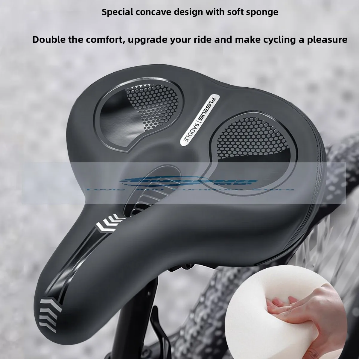 

PLSELIS подушка для велосипедного сиденья, утолщенная и расширенная, высокоэластичная, в форме депрессии, универсальная упаковка, дышащая и очень мягкая, на бедрах