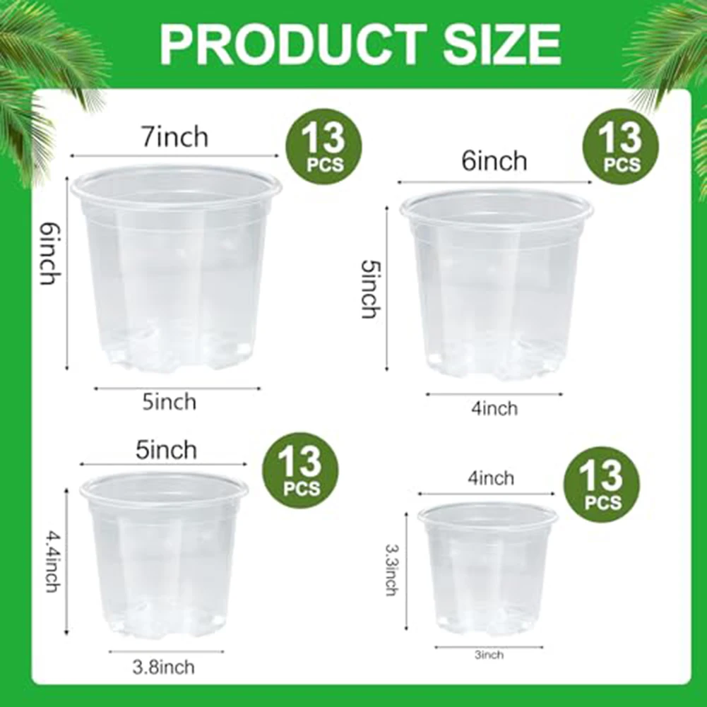 Plastic Containers Clear Plant Pots Drainage Holes Transparent Design Flexible Plastic Versatile Planting Pots Set