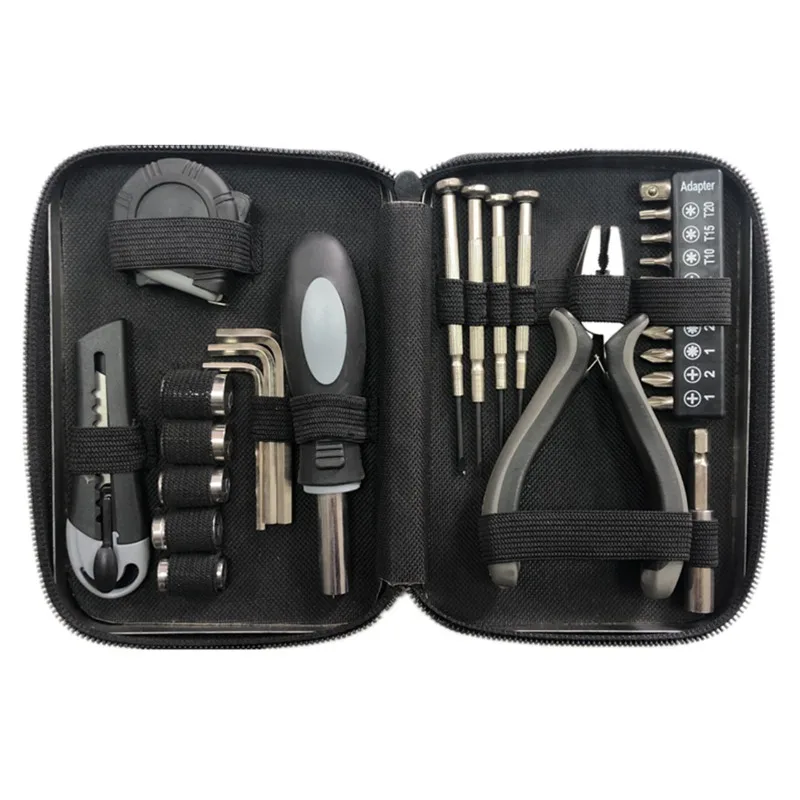 27 Pieces Portable Hand Tool Sets Household Multi-functional Carbon Steel Tool Sets Light Weight Small Size Tools Bag Storage
