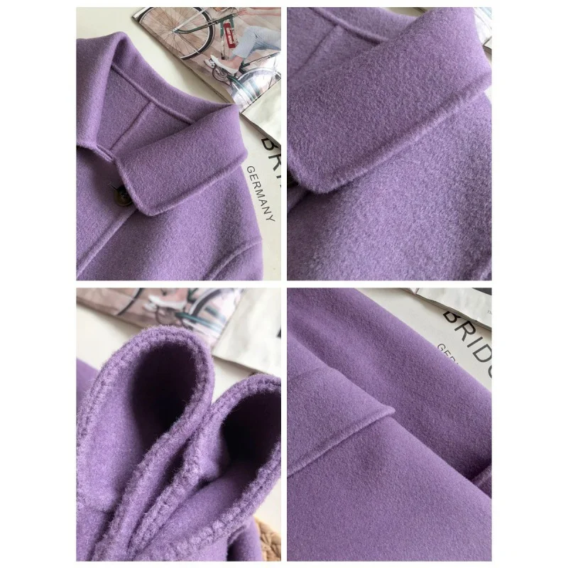 High quality Women Woolen Coat Autumn Winter 2025 New Korean Loose Double-Sided Cashmere Wool Coat Female Overcoat  Outerwear