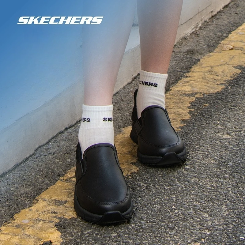 Skechers, zapatos informales de cuero para mujer, zapatos para caminar para mujer, zapatillas de trabajo antideslizantes ligeras, zapatillas de tenis para mujer para hombre
