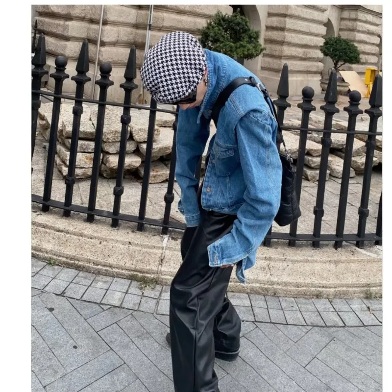 

Мужская джинсовая куртка свободного кроя на осень-зиму, большие размеры, 250 пу, в американском стиле, повседневная, молодежная, трендовая, брендовая, цветная, INS