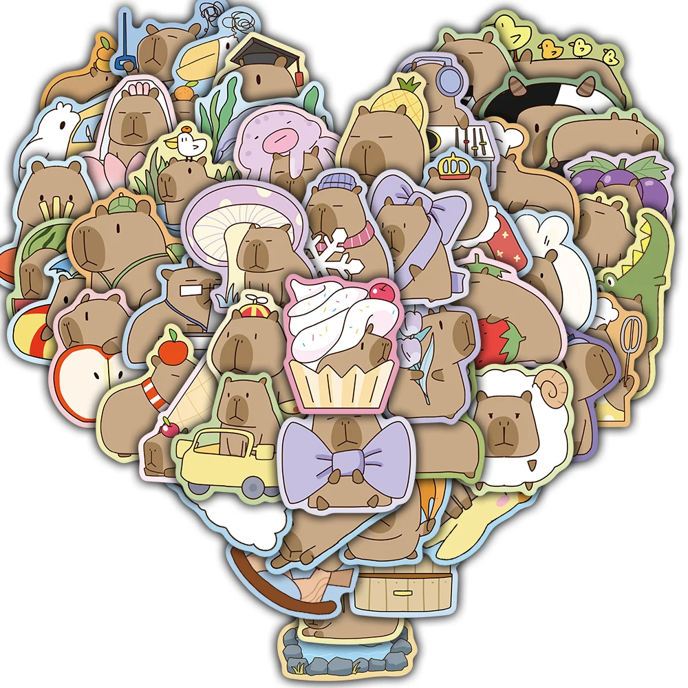 50PCS Cartoon Capybara Aufkleber Sammelalbum Skateboard Gitarre Laptop Gepäck Fahrrad Helm Koffer Aufkleber Pegatinas Telefon Geschenk
