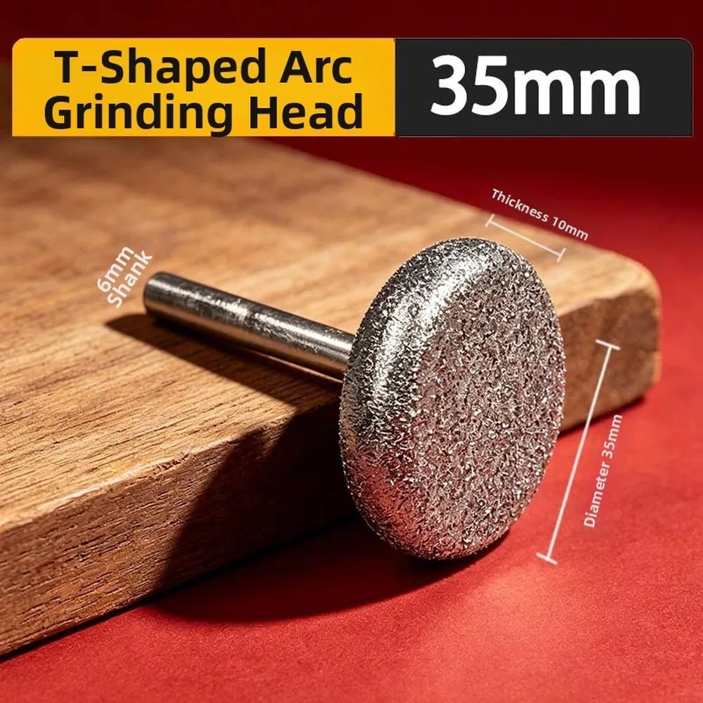 Diamond Grinding Head 80 Grit 6mm Shank Emery Burr Wheel 20-60mm For Jade Stone Glass Carving Polishing Straight Grinder