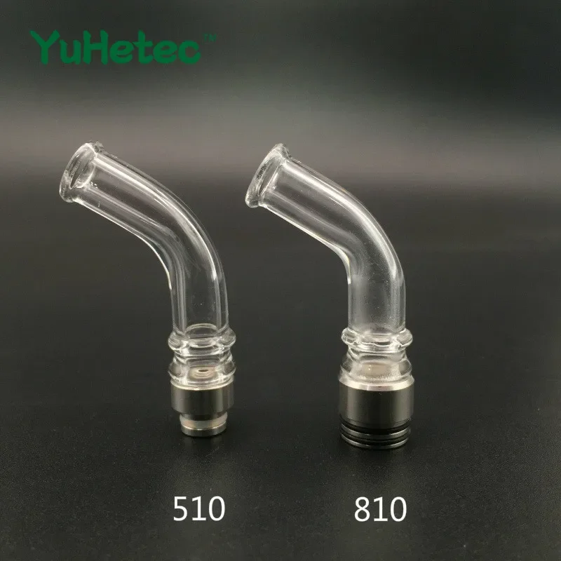 1PC 510 /810 Drip Tip Bending Stainless Steel Glass Super Long Holder Clear Color Straw Joint