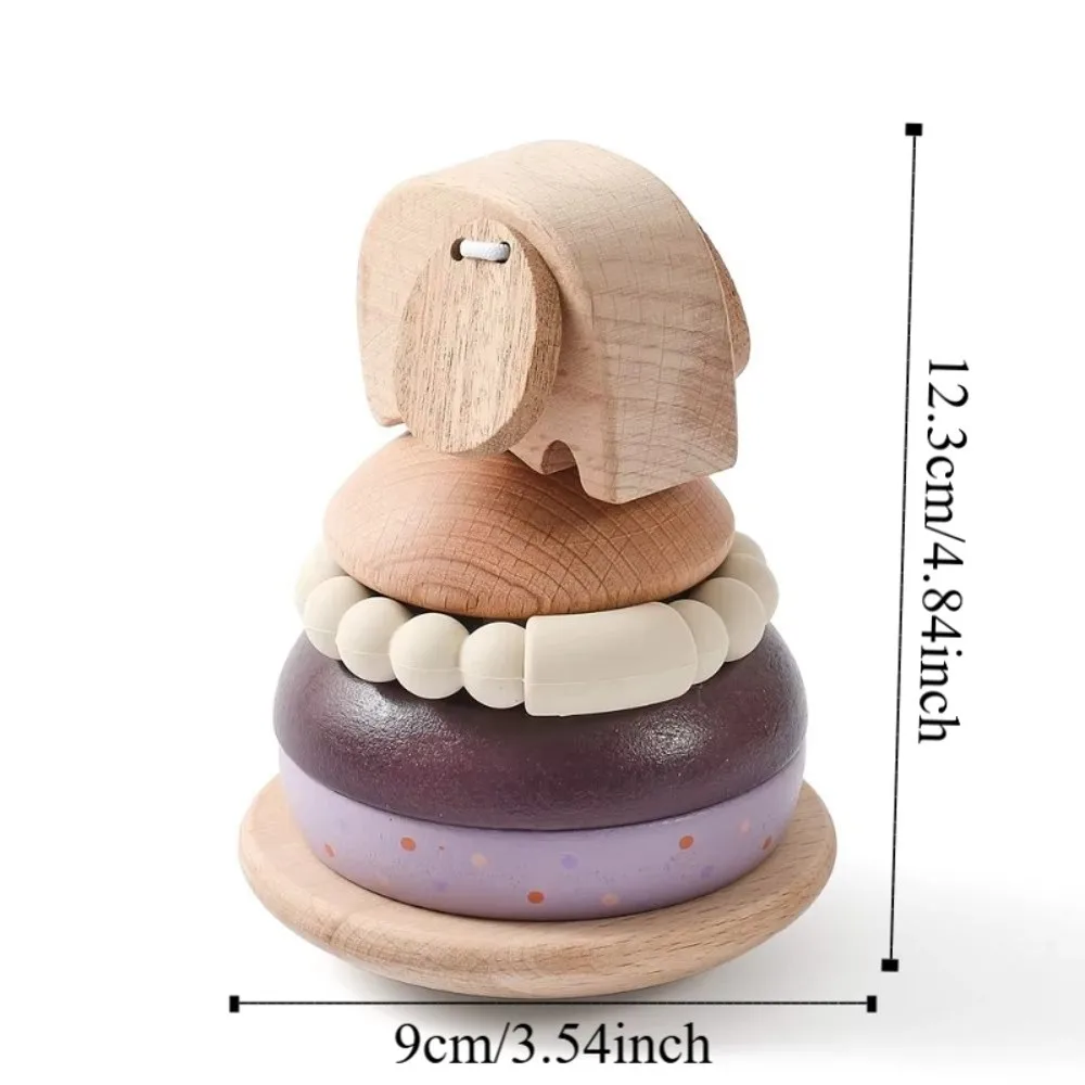 Houten Baby Pole Stack Toy Montessori Stapelbare Dierenblokken Educatief Speelgoed Beentje Zintuigen Greep Olifant Bell Tandjes Speelgoed