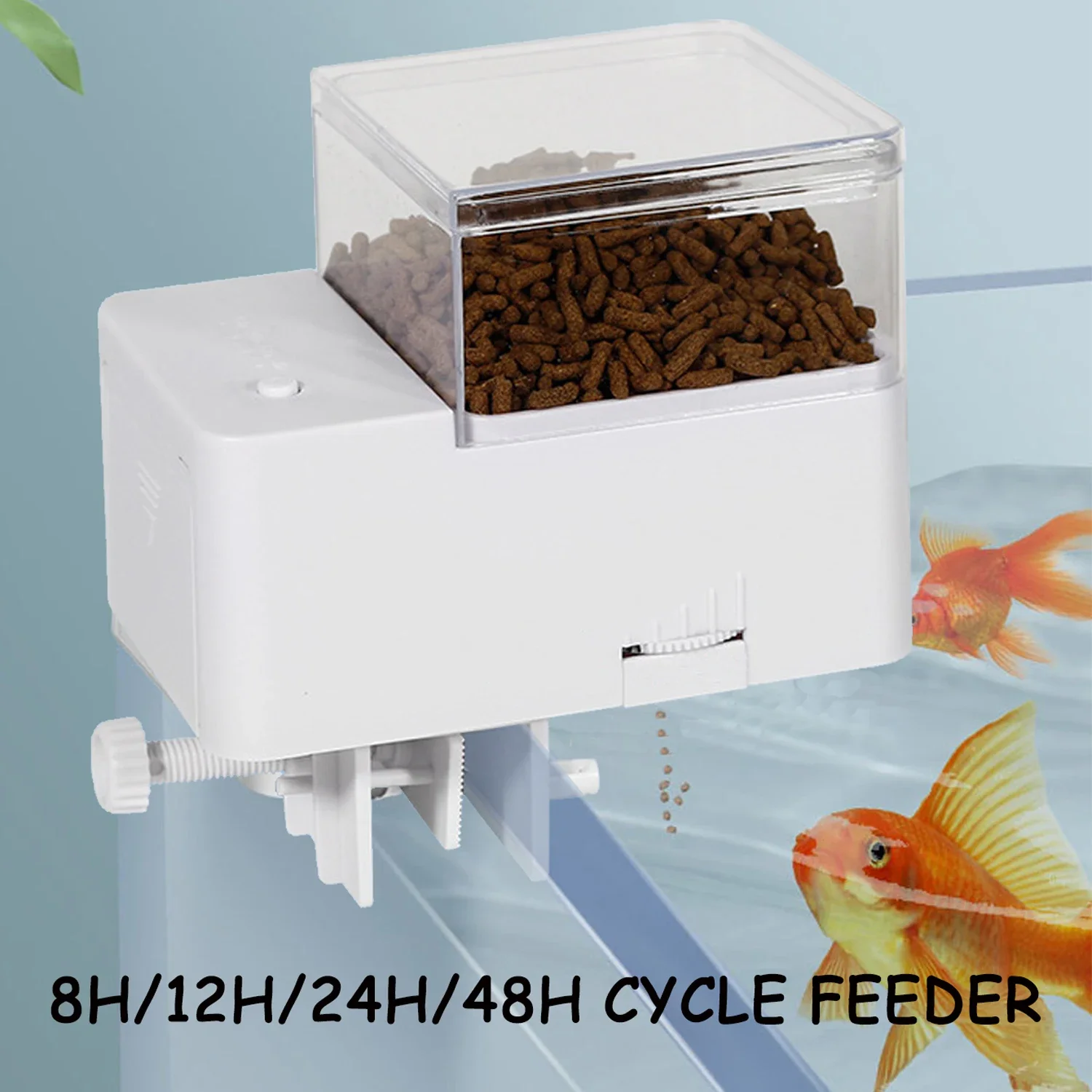 

Automatic Aquarium Feeder Control Food Volume Fish Tank Timed Feeding Dispenser 8/12/24/48H Timer Essential for Outdoor Use