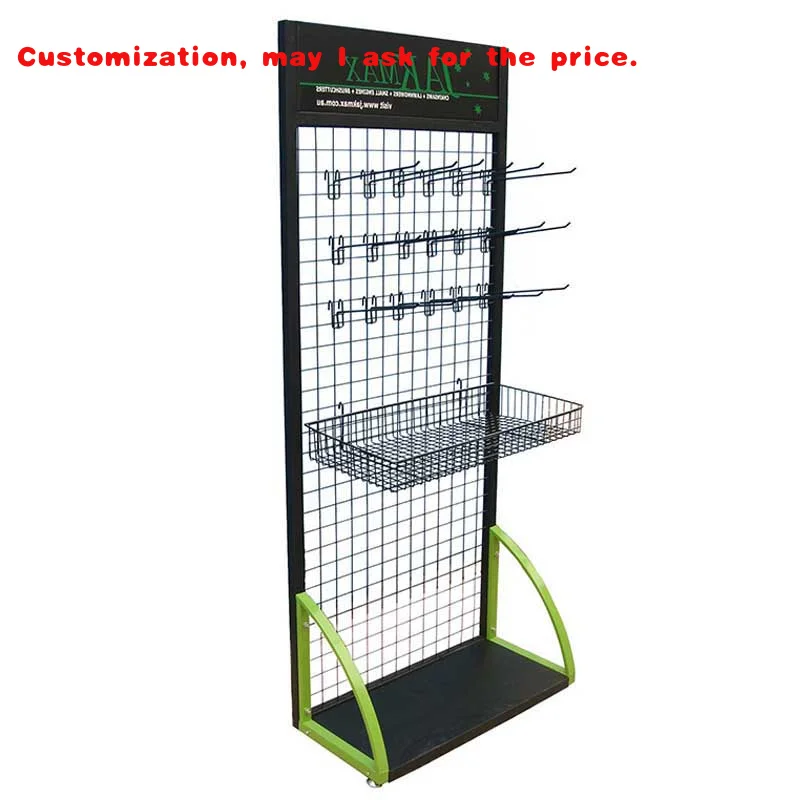custom.Retail Metal Wire Display Rack Shop With Basket Shelves Display Floor Stand