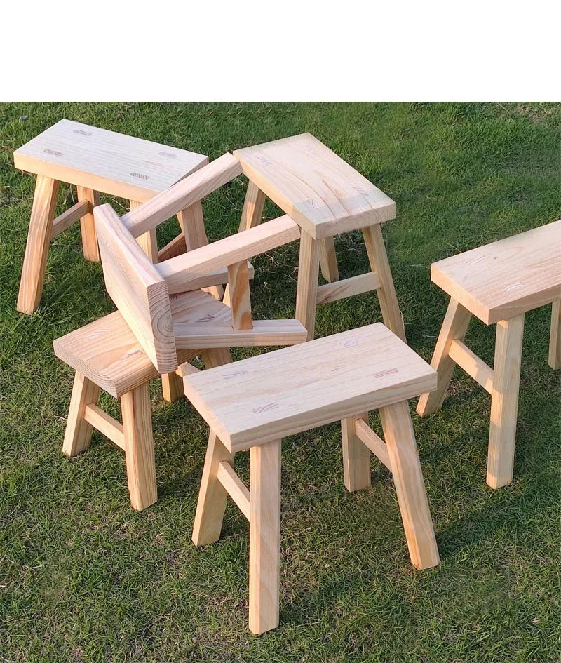 Mini Wood Solid Stool Shoeshine Stool Children Small Chair Wooden Bench Square Stool Garden chair Household Storage rack