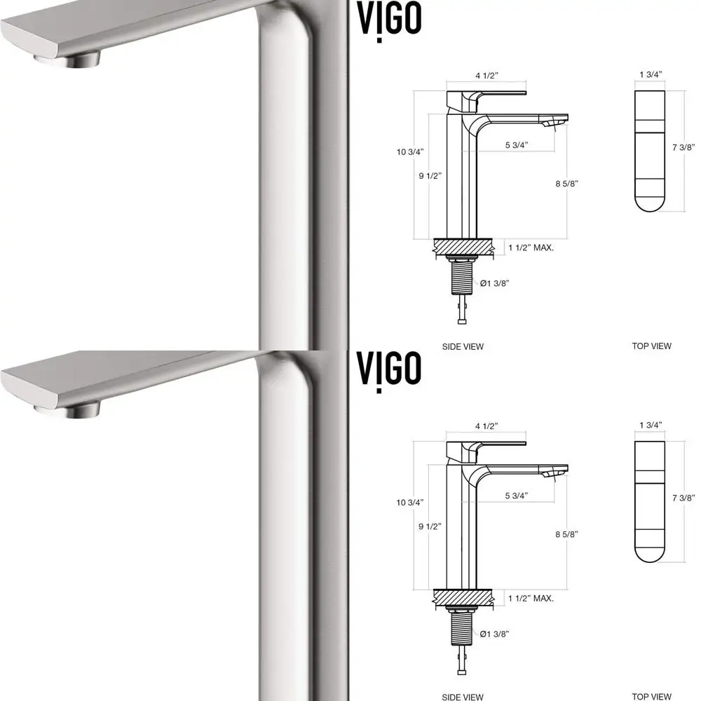 

11 High Single-Hole Brushed Nickel Single Handle Bathroom Vessel Faucet