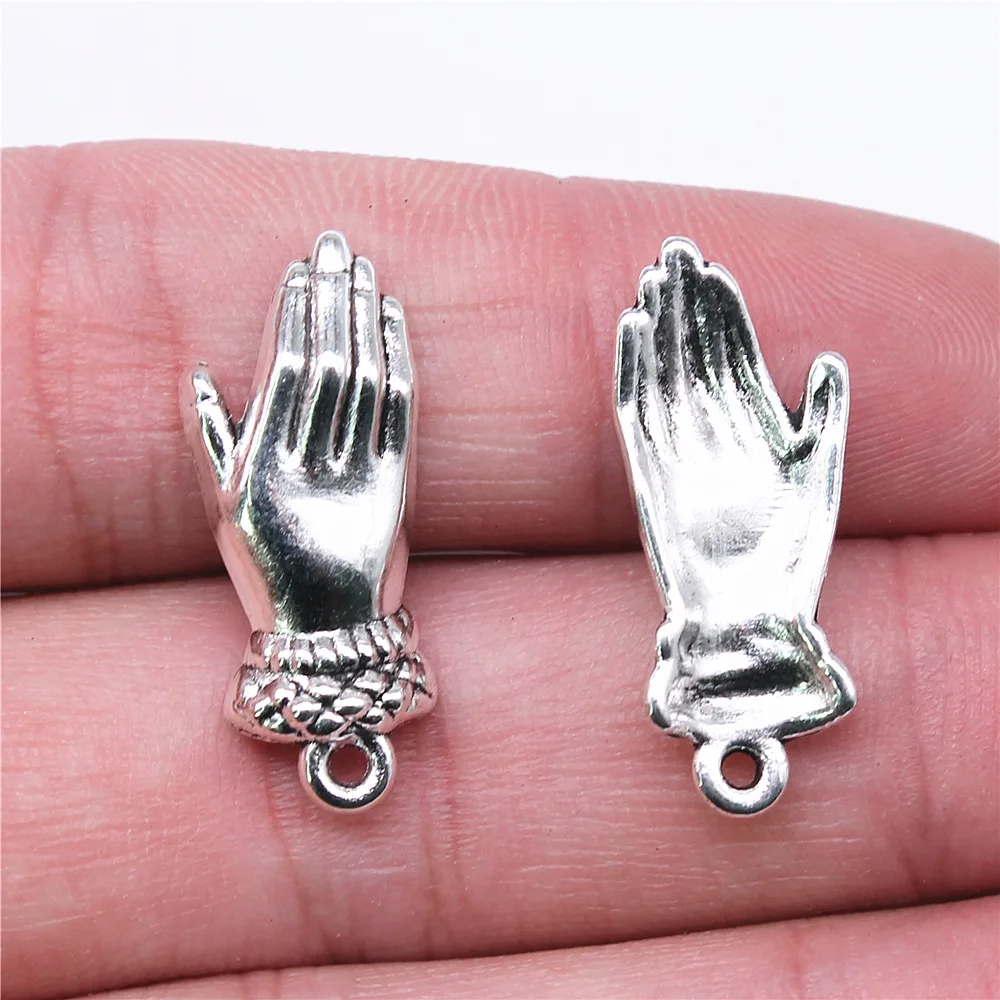 IFOCUS 10pcs/Lot Palm Charms For DIY Jewelry Making Zinc Alloy 26x10mm/1.02x0.39inch