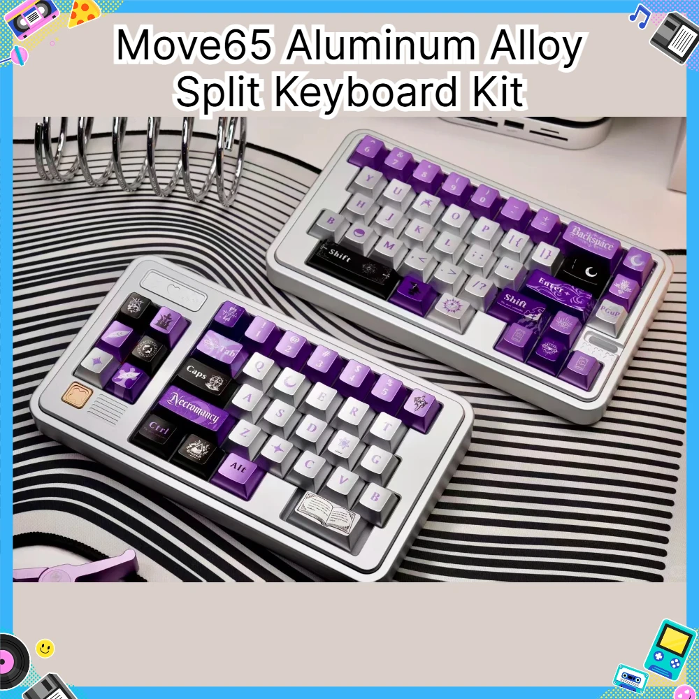 Move65 Aluminum Alloy Split Keyboard Kit Customized Tri-mode Wireless Hot-Swap Anode Spray Coating Gaming Office Keyboard New