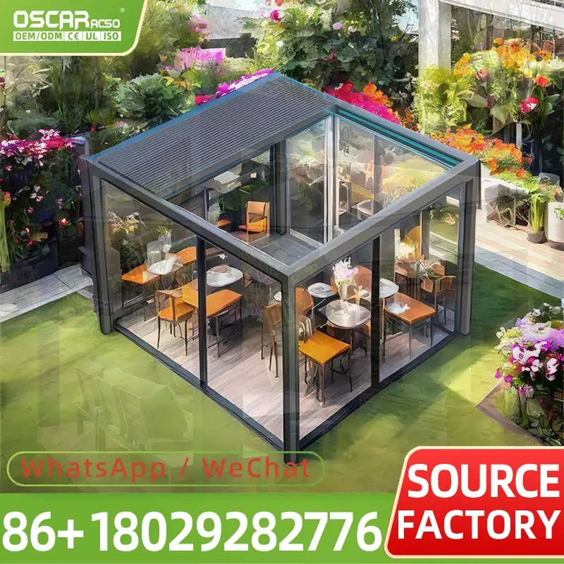 Electric Adjustable Bioclimatic Louvered Aluminum Pergola Rainproof Cover for Garden Villa Balcony Powder Coated pergola