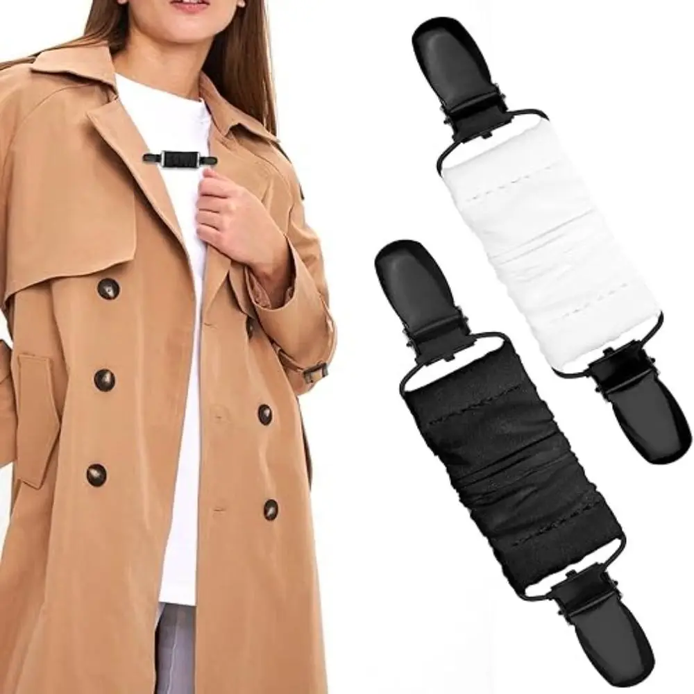 

Knitted Elastic Belt Fit Dress Cinch Clips Durable Black Color Shirt Clips Shawl Clip Non-slip Multifunctional Clip
