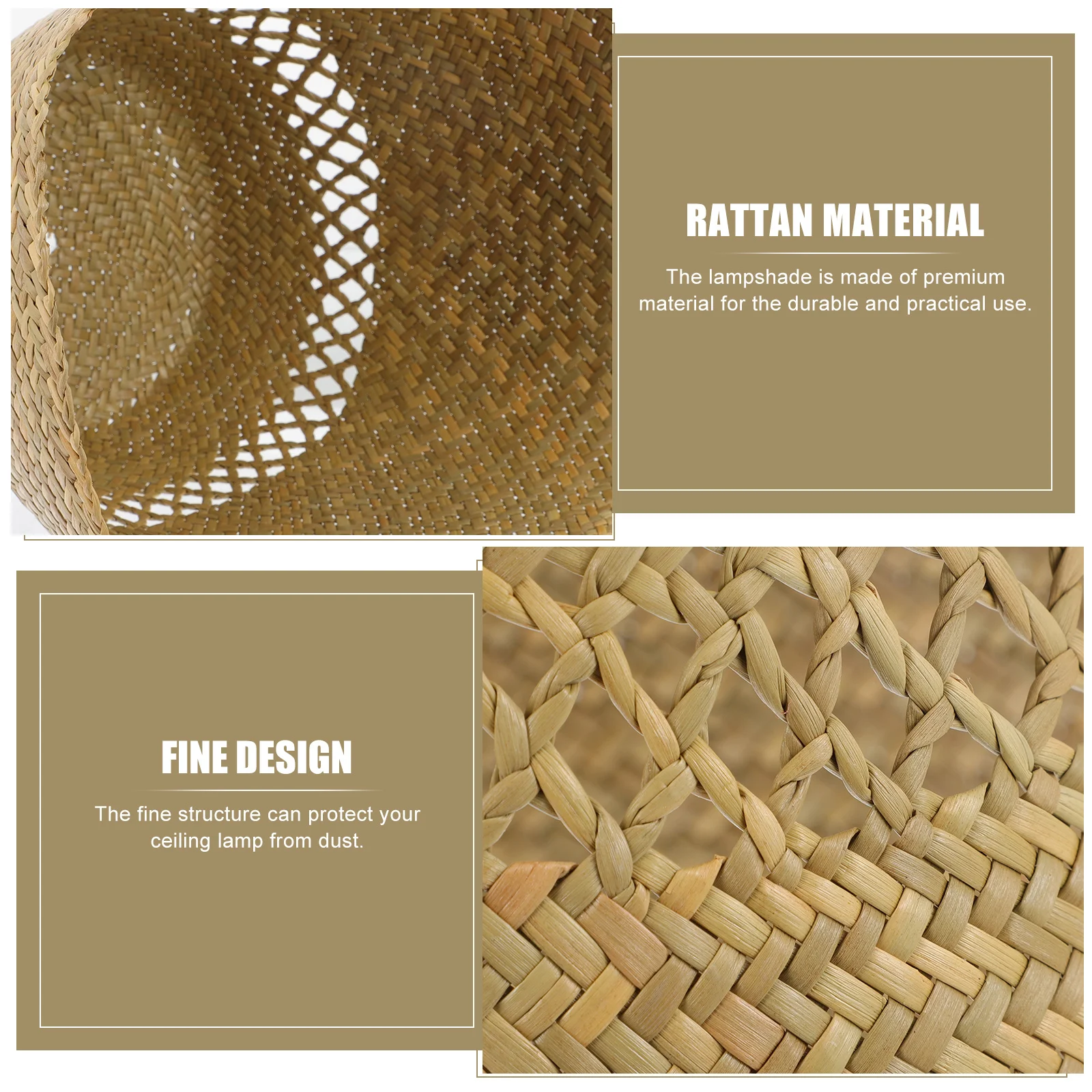 

1Pcs Rattan Woven Lampshade Decorative Ceiling Light Shade Durable Indoor Hanging Lamp Cover Rustic Warm Ambiance