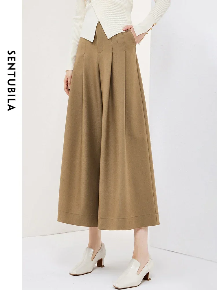 

SENTUBILA Fashion Ankle-Length Wide Leg Female Pants 2025 Spring High Waist Casual Straight Loose Women's Trousers 141K52910