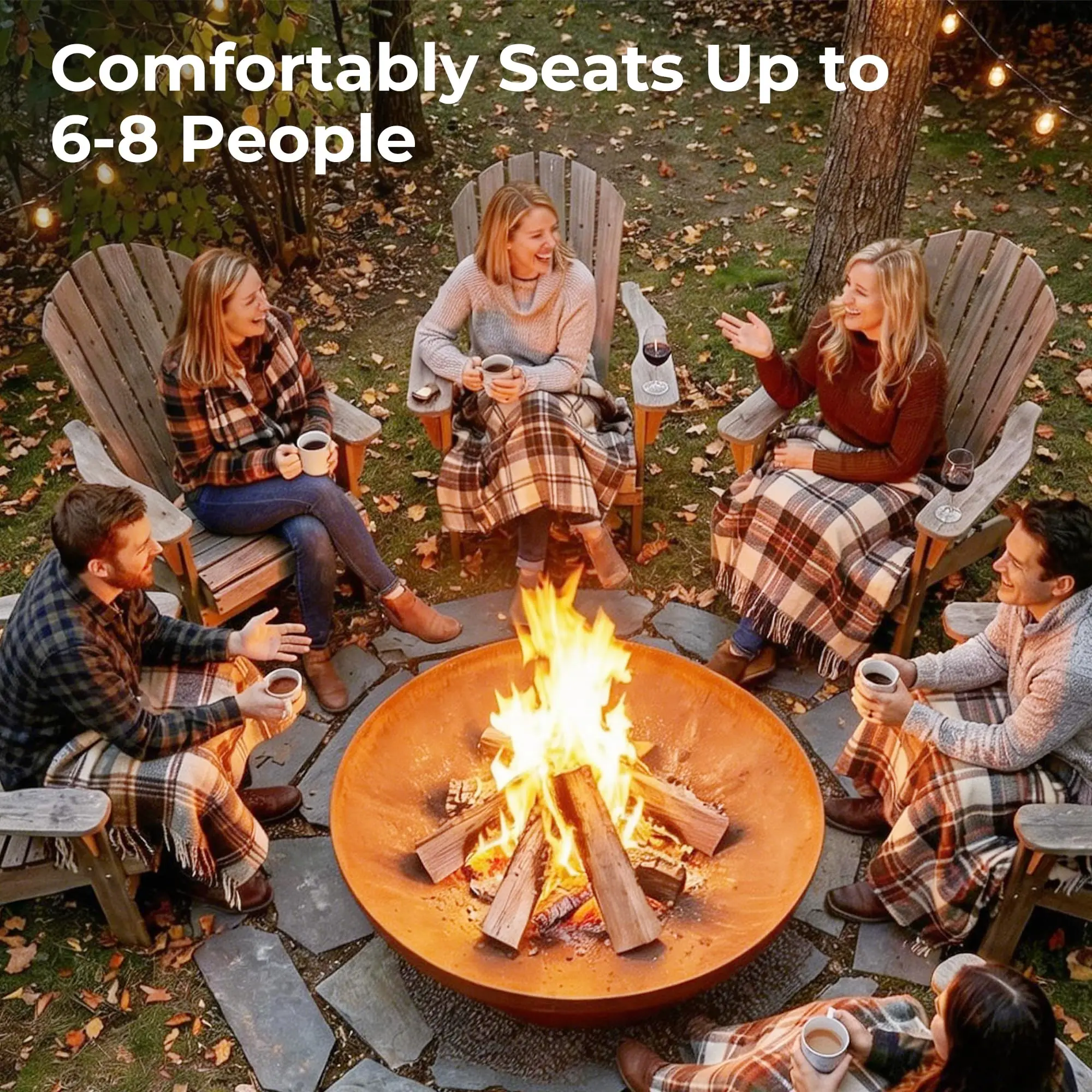 Fire Pit for Outside Wood Burning, 35.5 Inch Large Round Firepit Bowl Outdoor and Patio, Heavy-Duty Bonfire Pit
