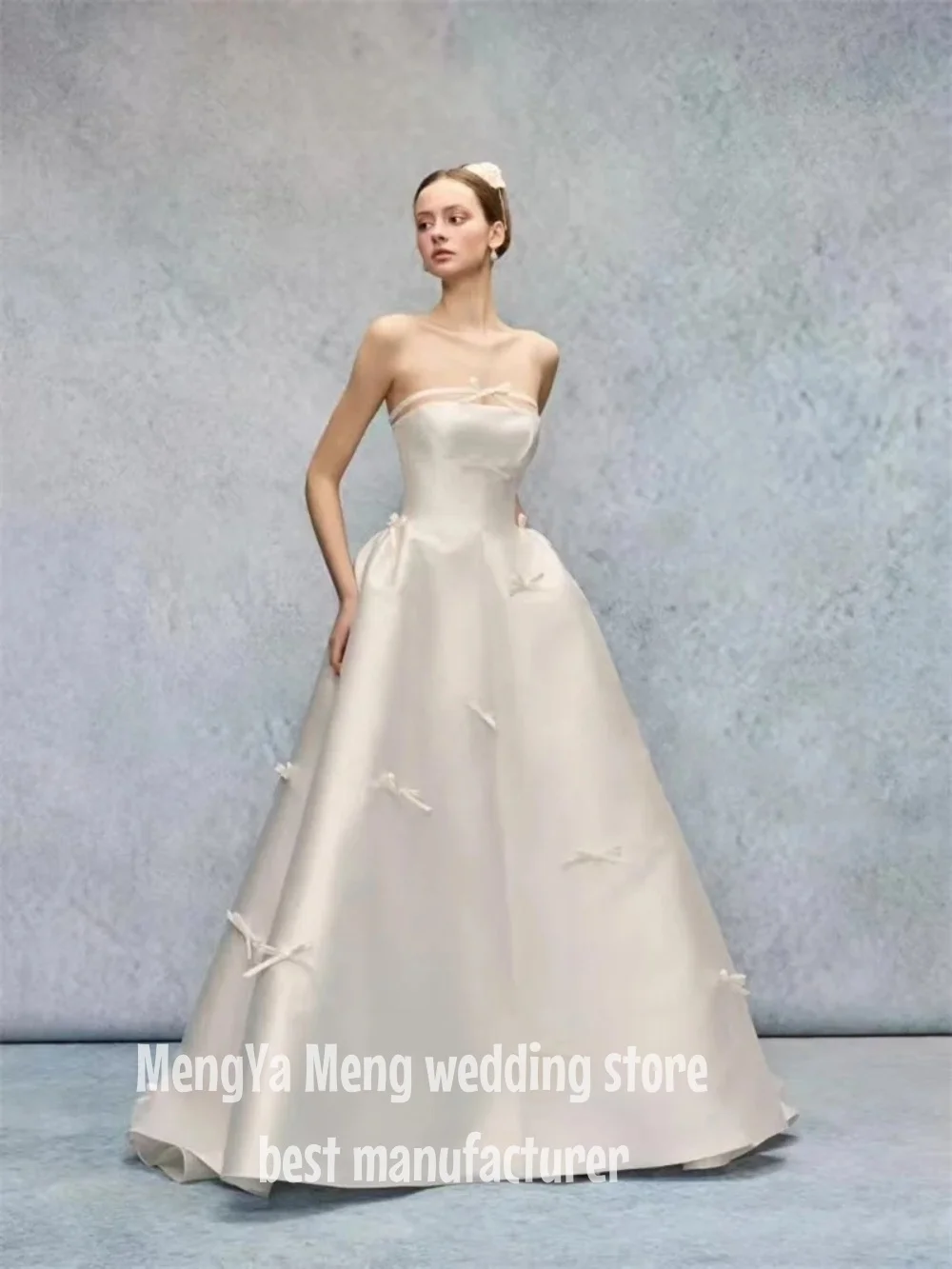 ZHUISHU 2025 Newest Wedding Dresses A-Line Strapless Sleeveless With Bows Customized Bride Gown Vestidos De Novias Belt bow