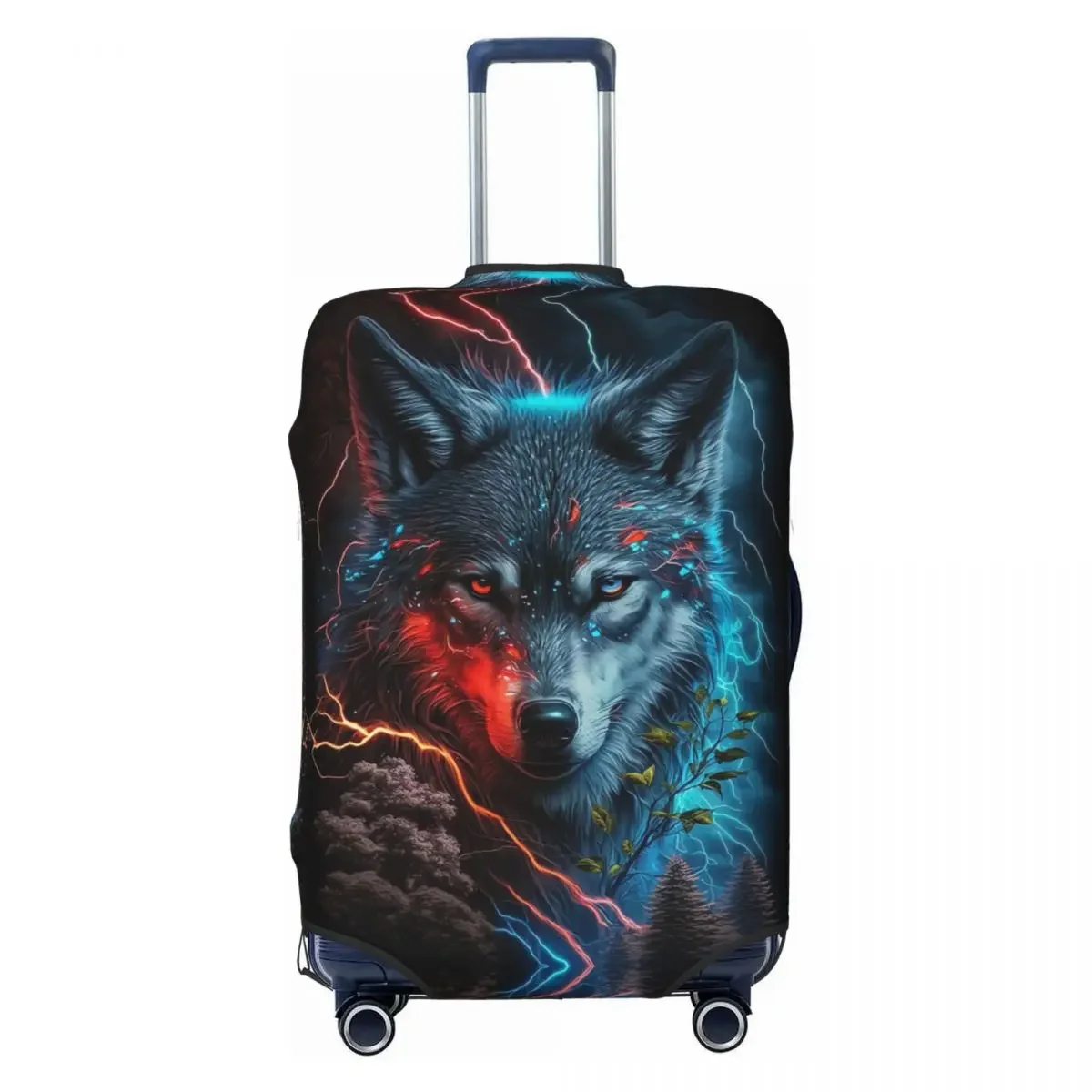 

Ghost Wolf Suitcase Cover Washable Custom Travel Luggage Covers for 18-32 Inch