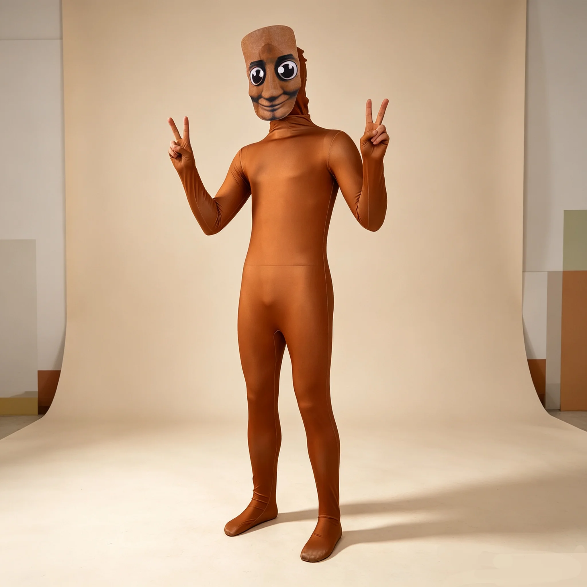 Tung Tung Tung Sahur Cosplay Costume Full Body Zentai Suit Viral Meme Character Jumpsuit With Mask Halloween Party Outfit