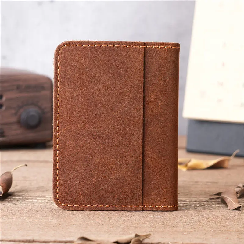 Retro High Quality Credit Card Holder Mens Wallet Handmade Short Ultra Thin Slim Drivers License ID Card Cases Multiple Slots