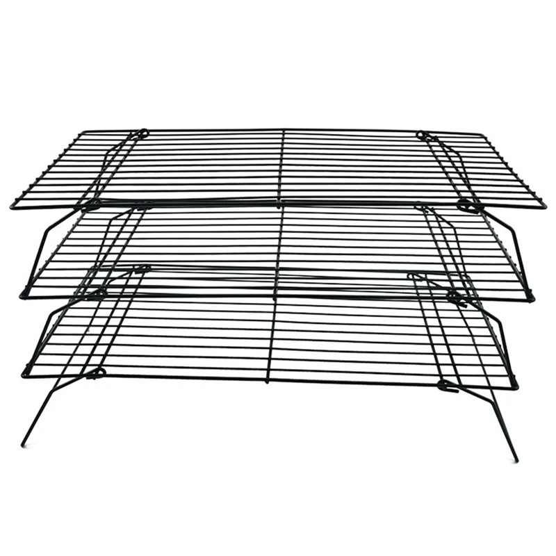 

Baking Tools Three-Layer Folding Cake Cooling Rack Bread Drying Rack Biscuit Rack Iron Non-Stick Kitchen Storage Rack