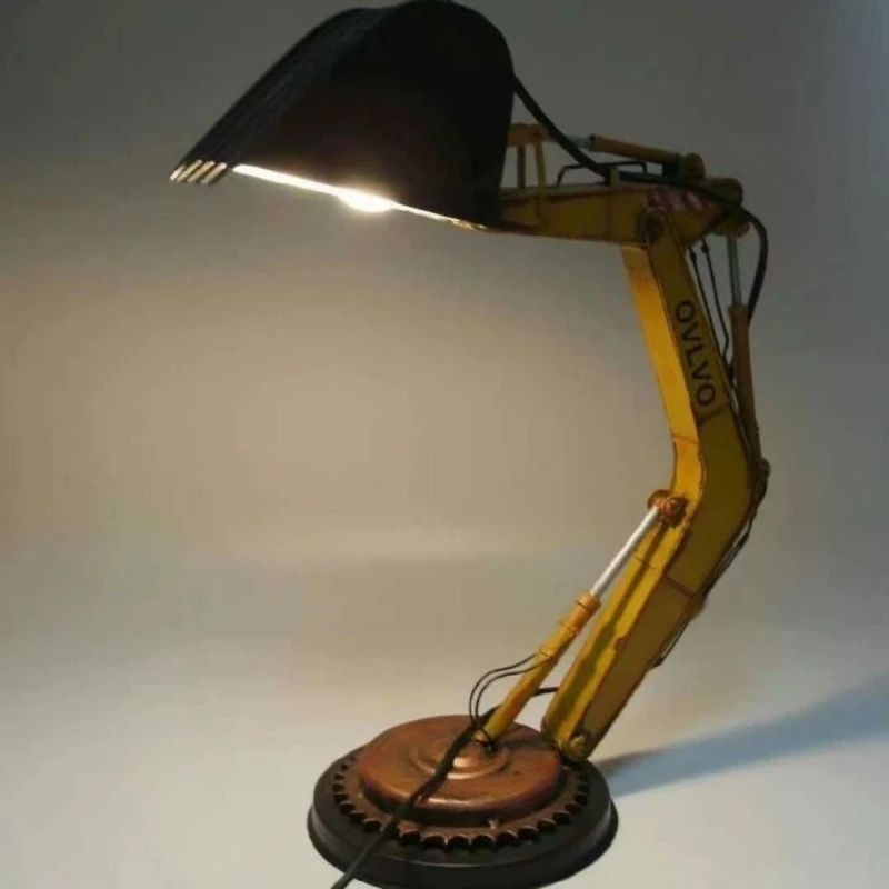 Movable Minimalist for Arm Creative Bedroom Kids Excavator Unique Construction Desktop Table LED Bedside Lamp Room Reading USB