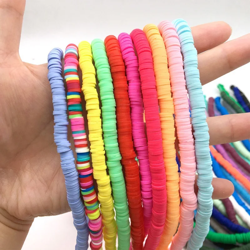 5 Strands 40cm Rondelle Flat Coin Chips Shape 4mm 6mm Polymer Clay Beads Wholesale For Jewelry Making DIY Bracelet Findings