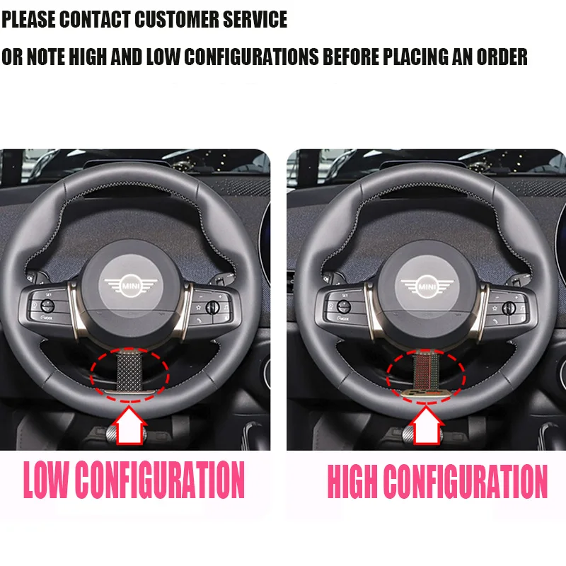 DIY Full coverage Sports style Steering Wheel Cover for Mini Cooper S Countryman U25 F65 F66 2024 2025 red leather Accessorie
