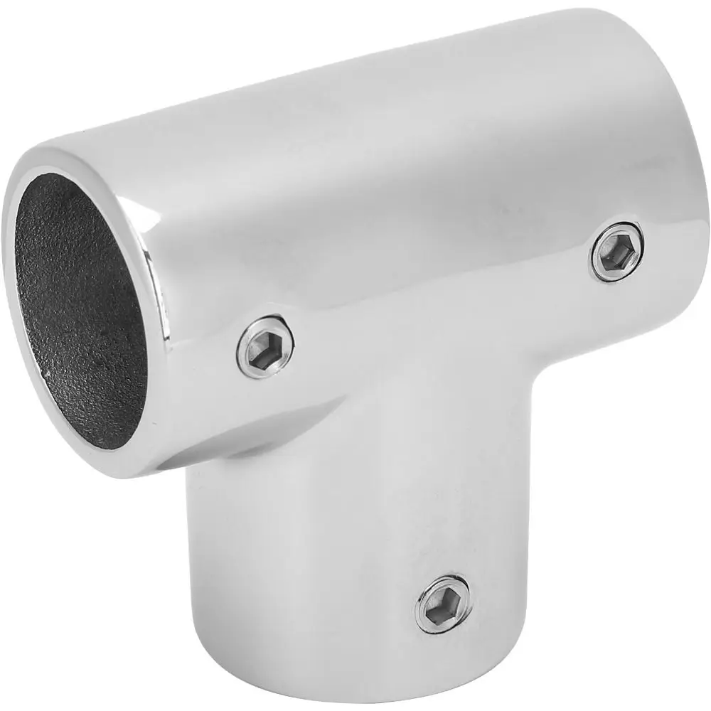 316 Stainless Steel Boat Handrail Tee 90 Degree Marine Grade Marine Pipe Connectors Polished Deck Hand Tee