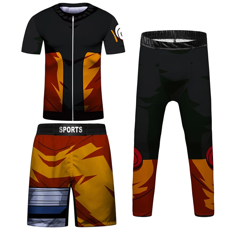 Rashguard Jiu Jitsu pour enfants, T-shirt et pantalon trempés, MMA déclinaison, ensemble de boxe, short muay-thaï pour garçon, vêtements de gym pour enfants, t-shirt de compression