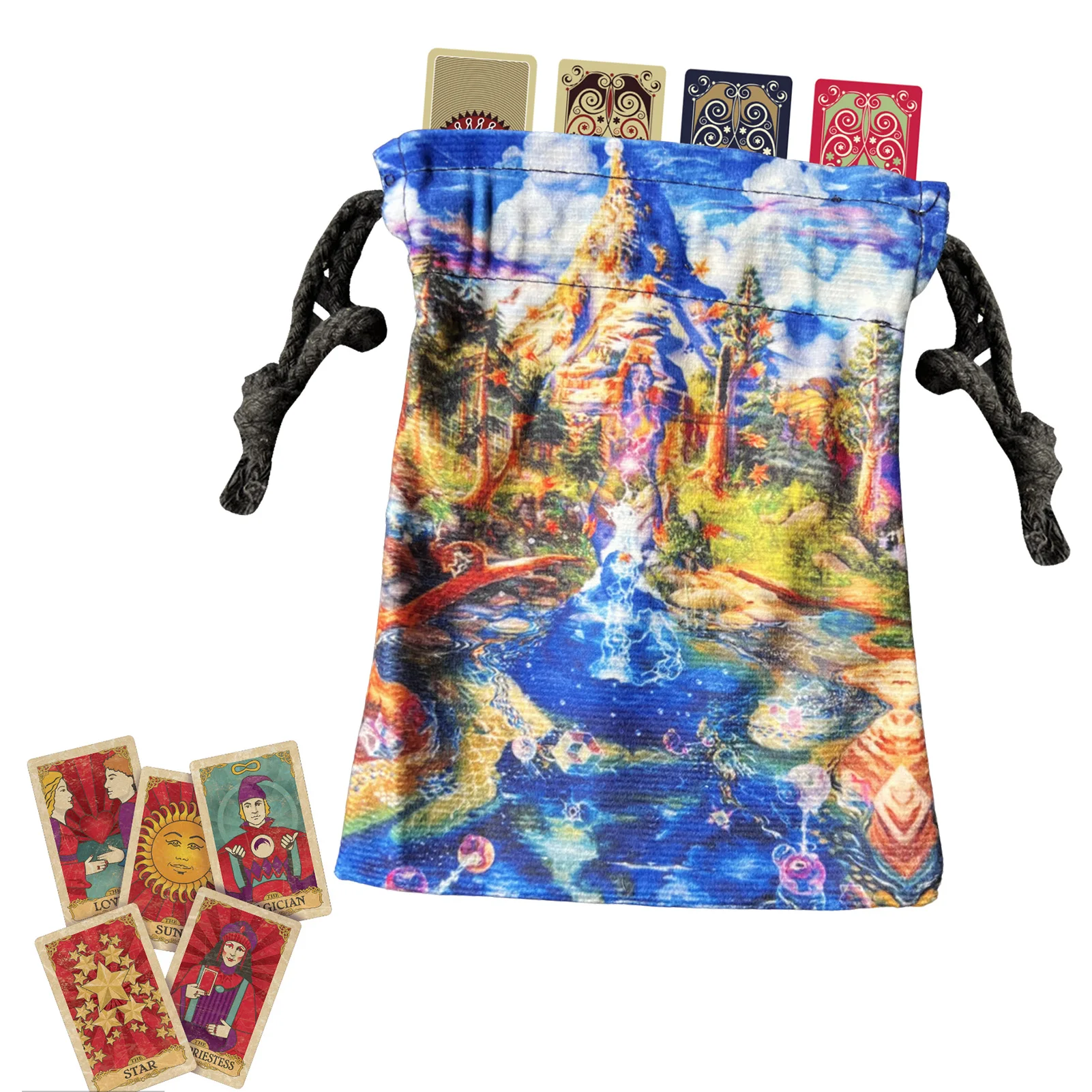 Tarot Storage Pouch Tarot Deck Bag With Drawstring Tarot Bag Velvet Tarot Card Bag For Tarot Card Enthusiasts Psychologists