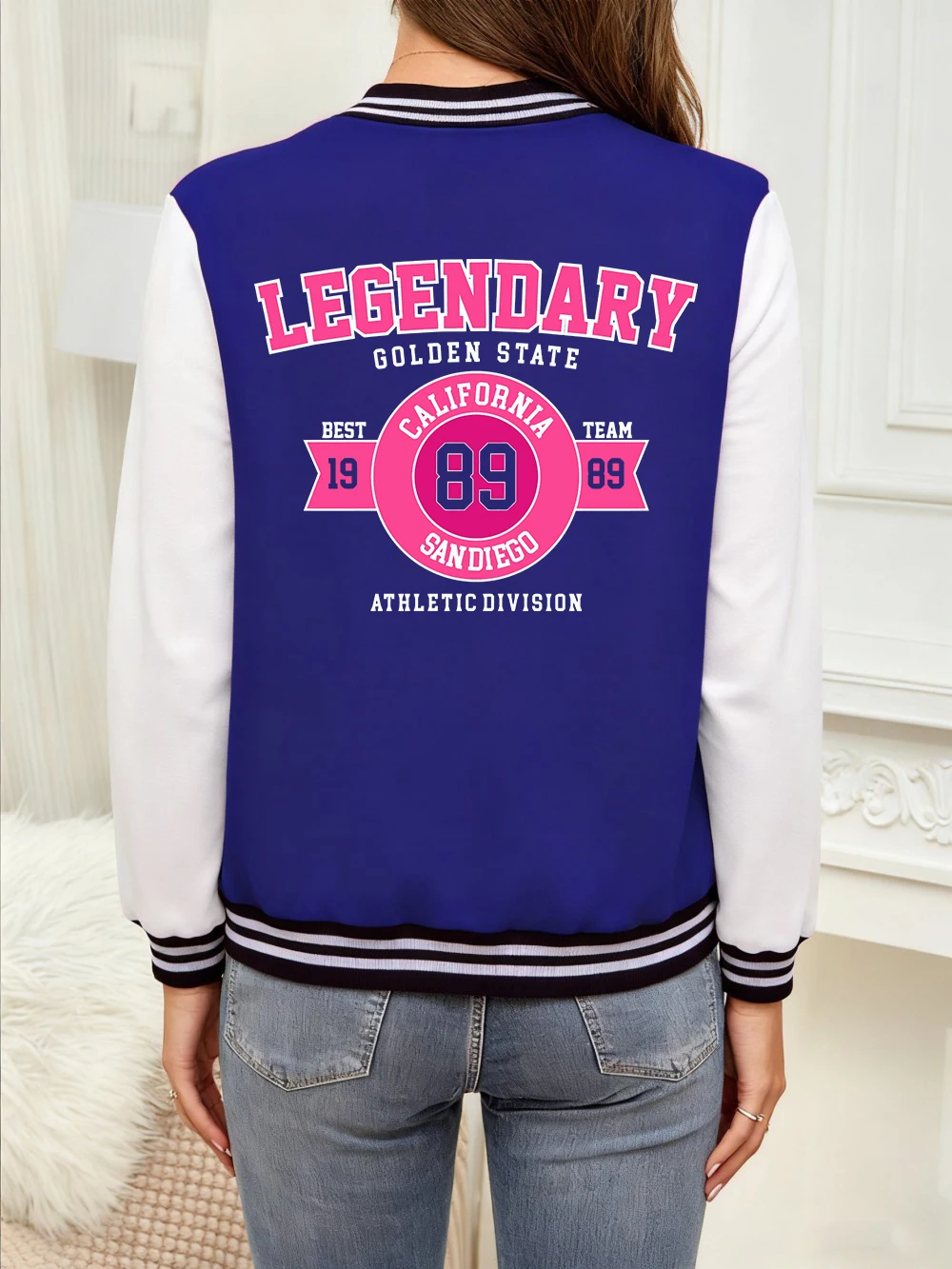 

Legendary Best Team Number 89 Letter Prints Coats Womens Cotton Loose Baseball Jersey Winter Warm Jackets Basics Casual Clothes