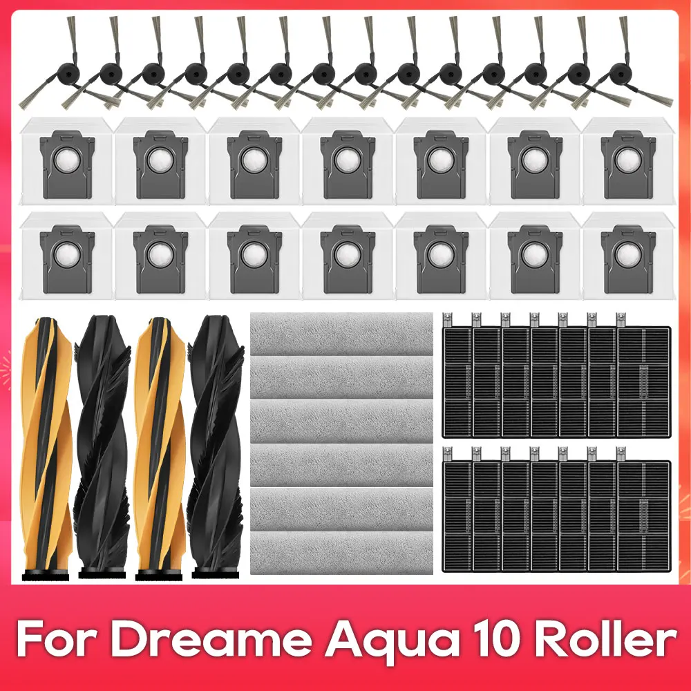 Fit For ( Dreame Aqua 10 Ultra Roller Complete, Aqua 10 Ultra Track, RLR61CE / RLR81CE ) Accessories Brush Filter Mop Dust Bag