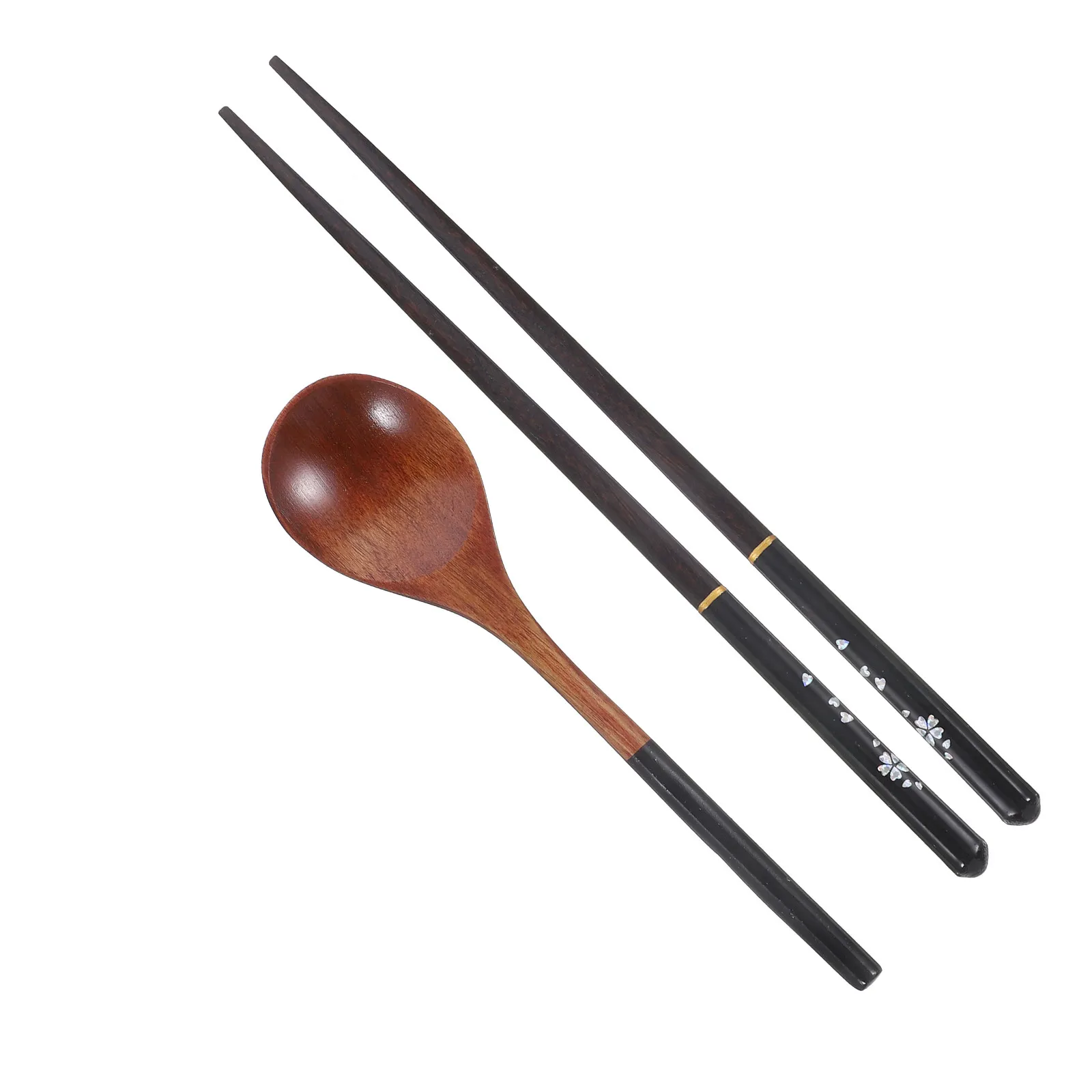 

Набор столовых приборов в японском стиле: гладкие деревянные ложки и палочки для еды, легкие дорожные приборы для кемпинга, походов, пикников, удобные в использовании