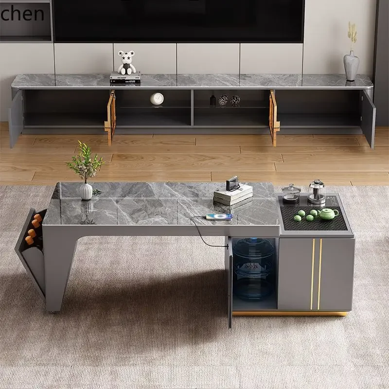 

Multifunctional Adjustable Coffee Table with Induction Cooker Dining Table Integrated Living Room Modern Kung Fu Tea Table