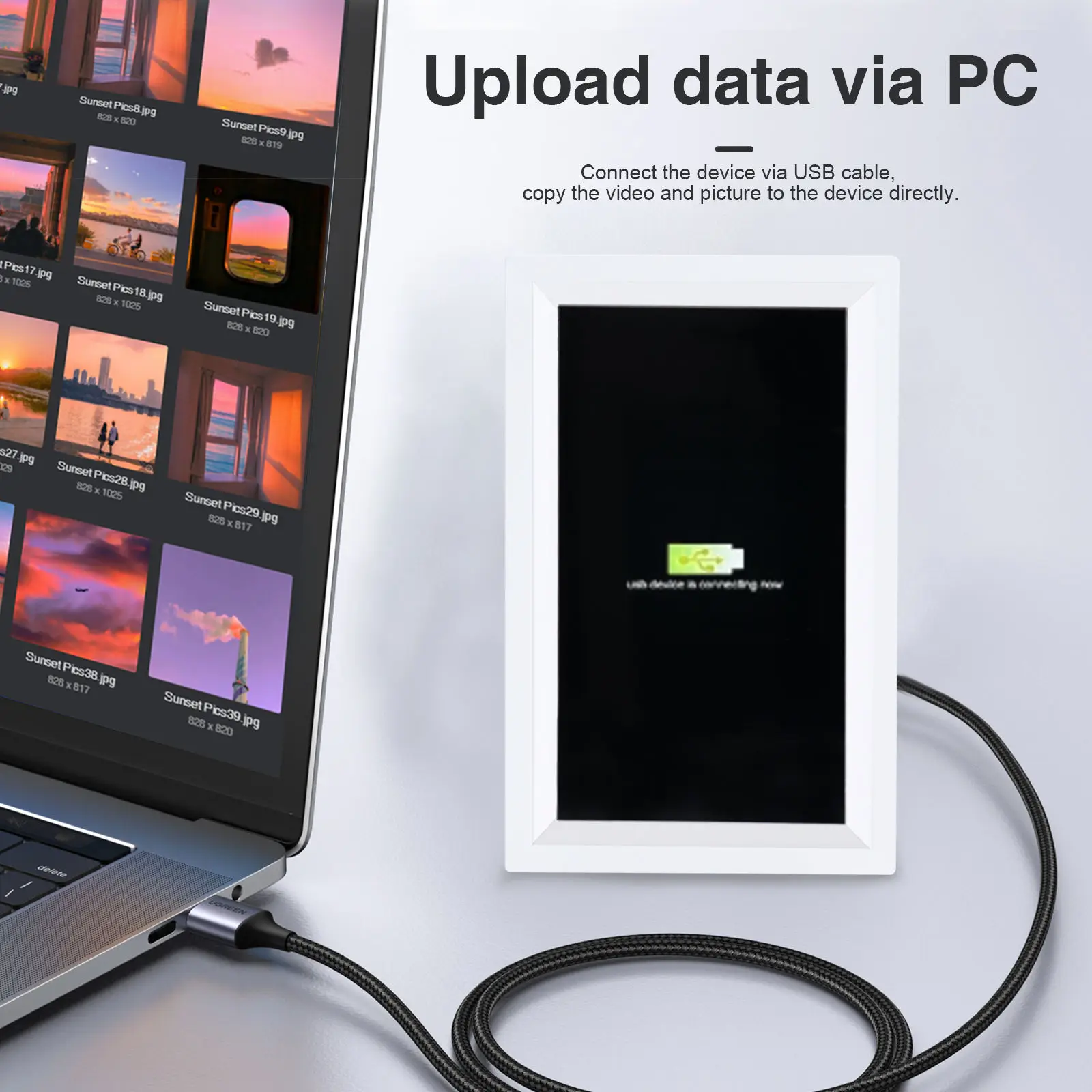 إطارات صور إلكترونية 7 بوصة 2000 مللي أمبير في الساعة لتشغيل الصور والفيديو إطارات صور رقمية WIFI P2P هدية عمل للمكتب